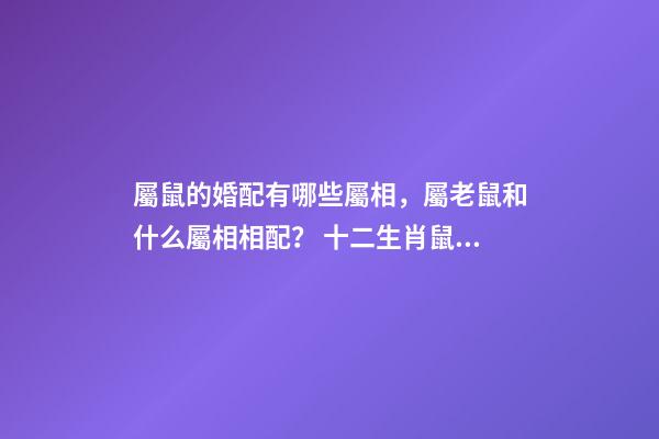 屬鼠的婚配有哪些屬相，屬老鼠和什么屬相相配？ 十二生肖鼠的婚配表-第1張-觀點(diǎn)-玄機(jī)派